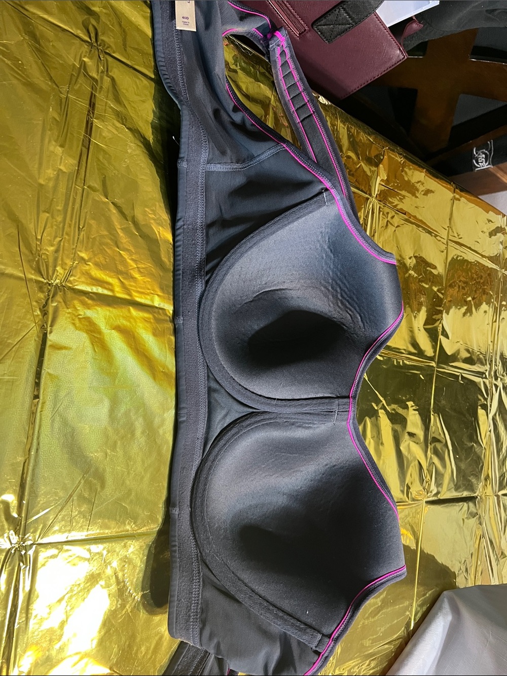 Cacique Black Sports Bra with Pink Trim - Picture 2 of 3